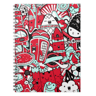 London City Scene, Cute Doodle Characters Notitieboek