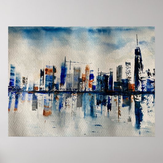 London City Skyline Abstract schilderen Poster (Voorkant)