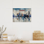 London City Skyline Abstract schilderen Poster (Keuken)