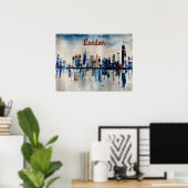 London City Skyline Abstract schilderen Poster (Thuiskantoor)