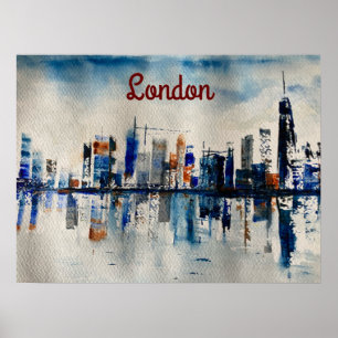 London City Skyline Abstract schilderen Poster