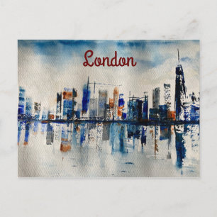 London City Skyline Abstract schilderen Poster Briefkaart