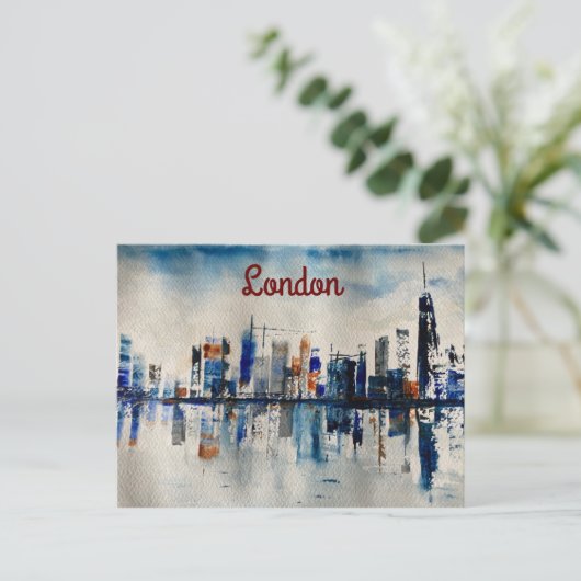 London City Skyline Abstract schilderen Poster Briefkaart (Staand voorkant)