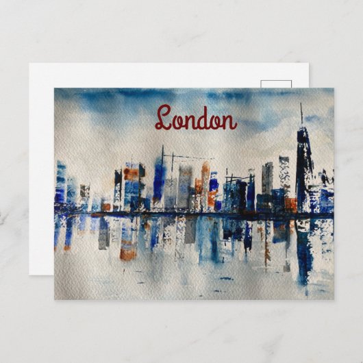 London City Skyline Abstract schilderen Poster Briefkaart (Voorkant / Achterkant)
