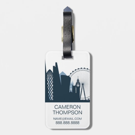 London City Skyline Bagagelabel (Achterkant verticaal)