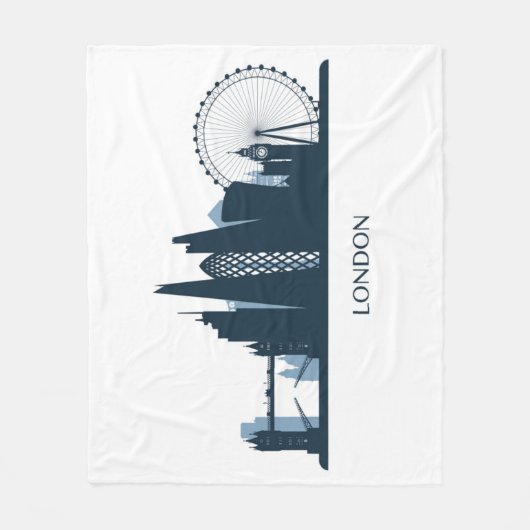 London City Skyline Fleece Deken (Voorkant)