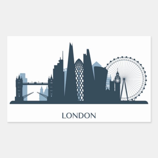 London City Skyline Rechthoekige Sticker (Voorkant)
