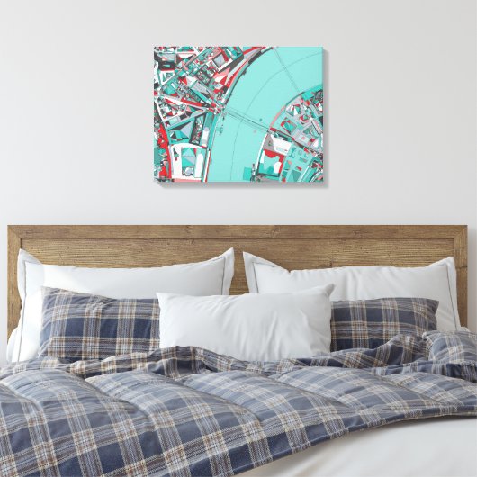 London City Structure Map Canvas Afdruk (Insitu (Slaapkamer))