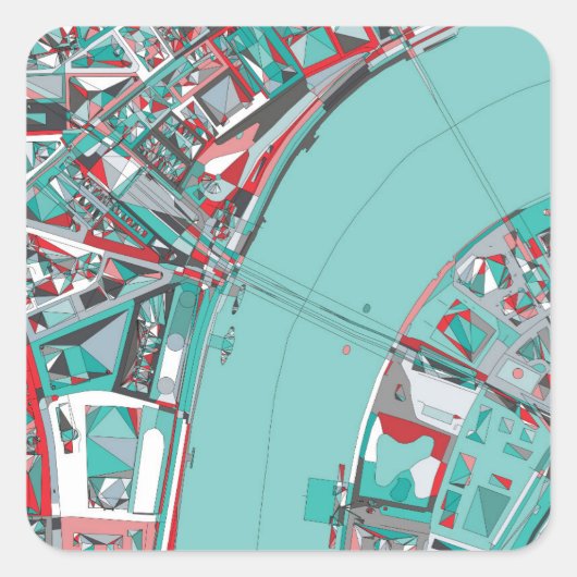 London City Structure Map Vierkante Sticker (Voorkant)