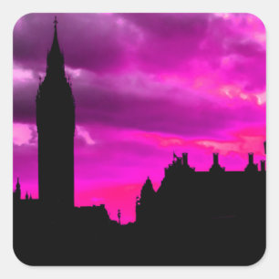 London City Sunset Vierkante Sticker