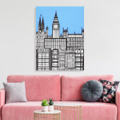 London Cityscape Black en White Canvas Afdruk (Insitu (Woonkamer))