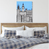 London Cityscape Black en White Canvas Afdruk (Insitu (Slaapkamer))