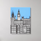 London Cityscape Black en White Canvas Afdruk (Voorkant)