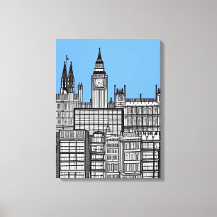 London Cityscape Black en White Canvas Afdruk