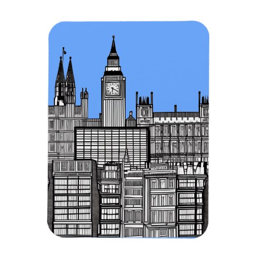London Cityscape Black en White Magneet (Verticaal)