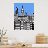London Cityscape Black en White Poster (Keuken)