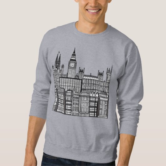 London Cityscape Black en White Sweatshirt (Voorkant)