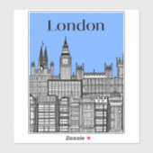 London Cityscape Black & White met Blue Sky Sticker (Vel)