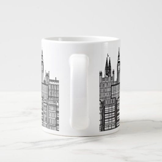 London Cityscape in Black en White Grote Koffiekop (Achterkant)