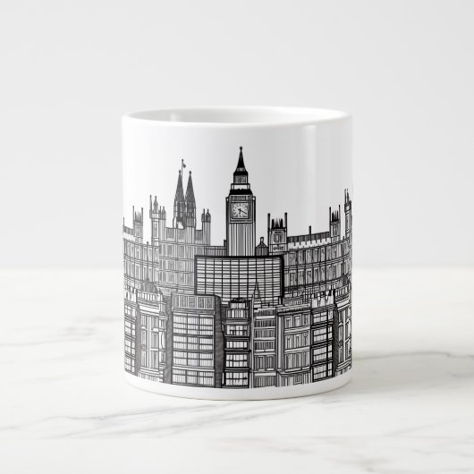 London Cityscape in Black en White Grote Koffiekop (Voorkant)