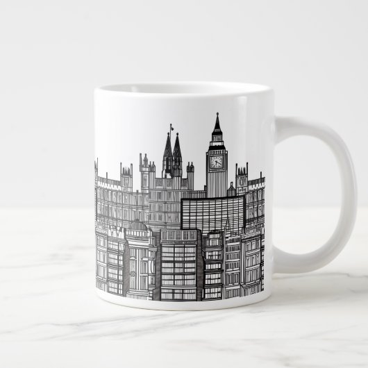 London Cityscape in Black en White Grote Koffiekop (Rechts)