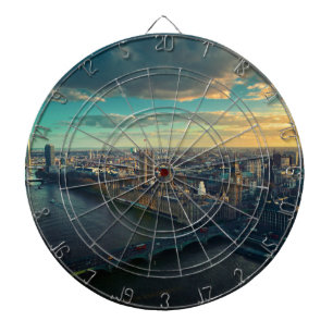 London Cityscape met Sunset Dartbord