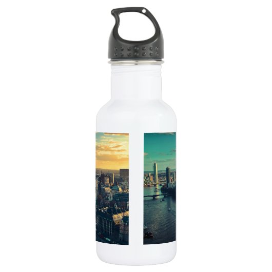 London Cityscape met Sunset Waterfles (Achterkant)