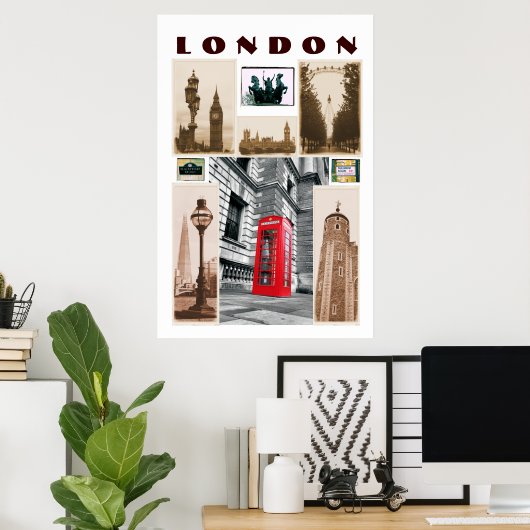 LONDON Collage Poster (Thuiskantoor)