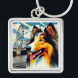 London Collie Sleutelhanger<br><div class="desc">Rough Collie in London.

Each purchase helps a collie in need.  To learn more about our organization please visit our website www.ColliesWithoutBorders.org</div>