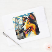 London Collie Vierkante Sticker (Envelop)