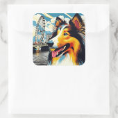 London Collie Vierkante Sticker (Tas)