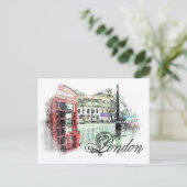 London Colored Sketch Briefkaart (Staand voorkant)