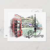 London Colored Sketch Briefkaart (Voorkant / Achterkant)