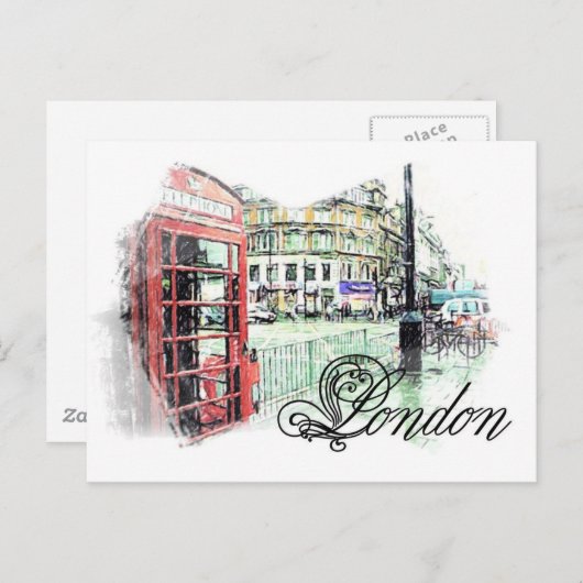 London Colored Sketch Briefkaart (Voorkant / Achterkant)