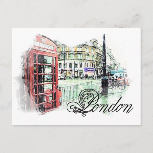 London Colored Sketch Briefkaart (Voorkant)