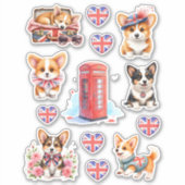 London Corgi Telefooncel Vinyl Sticker Vel (Voorkant)