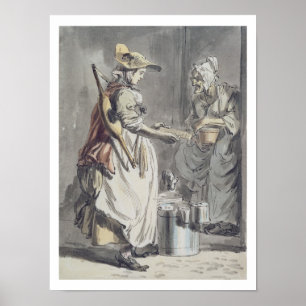 London Cries: A Milkmaid, c.1759 (penseel en inktp Poster