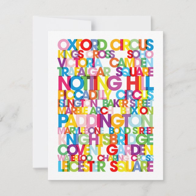 London Destination Text Map Art Print (Voorkant)