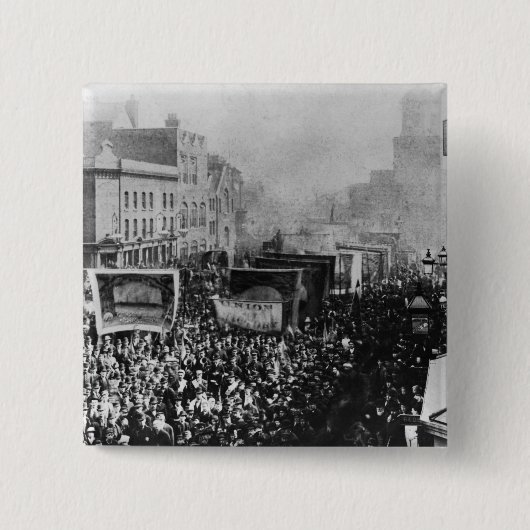 London Dock Strike, 1889 Vierkante Button 5,1 Cm (Voorkant)