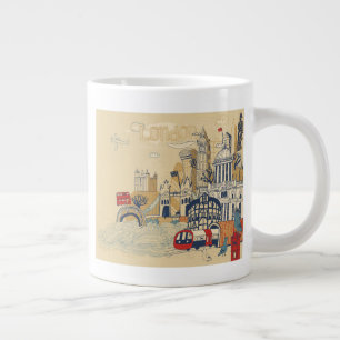 London Doodle Scene Grote Koffiekop