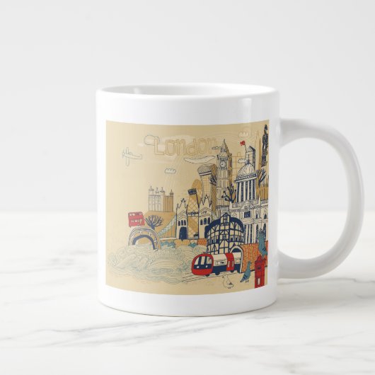 London Doodle Scene Grote Koffiekop (Rechts)