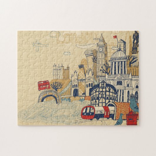 London Doodle Scene Legpuzzel (Horizontaal)