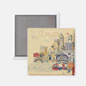 London Doodle Scene Magneet (Voorkant / Achterkant)