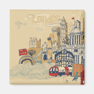 London Doodle Scene Magneet