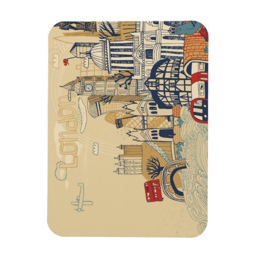 London Doodle Scene Magneet (Verticaal)