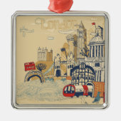 London Doodle Scene Metalen Ornament (Voorkant)