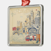 London Doodle Scene Metalen Ornament (Links)
