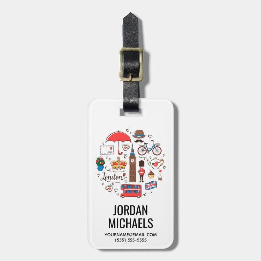 London Doodles Bagagelabel (Voorkant verticaal)