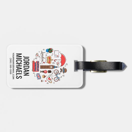 London Doodles Bagagelabel (Achterkant horizontaal)