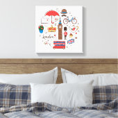 London Doodles Canvas Afdruk (Insitu (Slaapkamer))